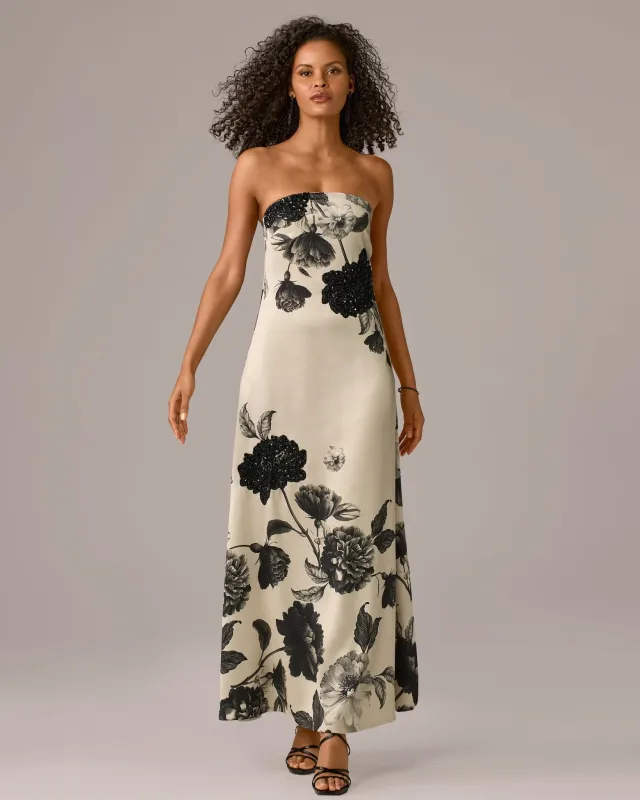 Exploded Floral Embellished Maxi Dress Midnight Blooms made by Boston Proper