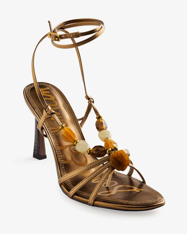 Sam Edelman Strappy Stone Heel Gold made by Sam Edelman