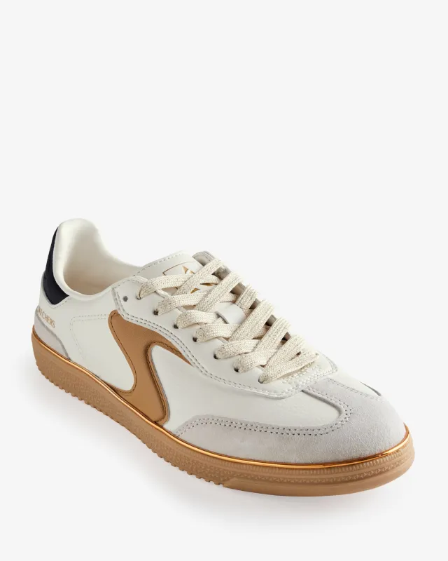 Sketchers Leather and Suede Color Blocked Metallic Lace Up Sneaker White Multi made by Skechers