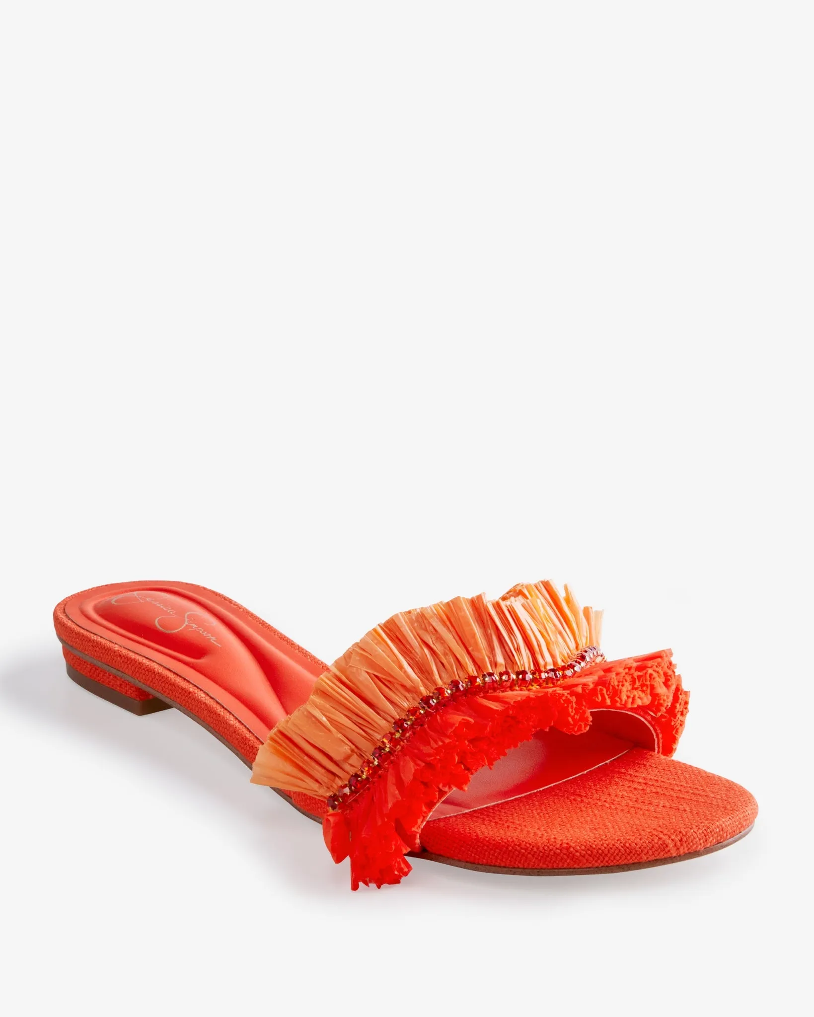 Jessica Simpson Raffia Rhinestone Slide Poppy sold by Boston Proper