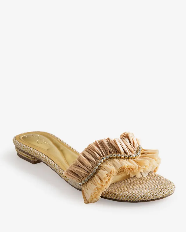 Jessica Simpson Raffia Rhinestone Slide Light Natural made by Jessica Simpson