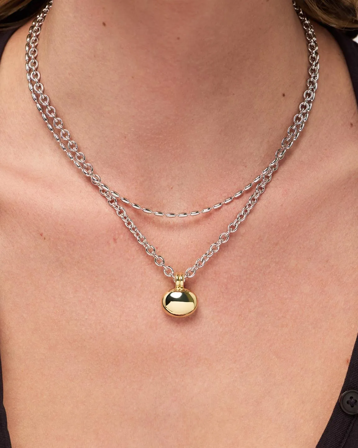 Pendant Necklace - Pebble Statement Two Tone sold by Boston Proper product image thumbnail 2