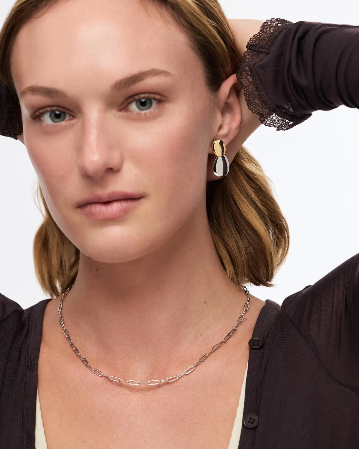 Drop Earrings - Pebble Earrings Two Tone sold by Boston Proper product image thumbnail 2