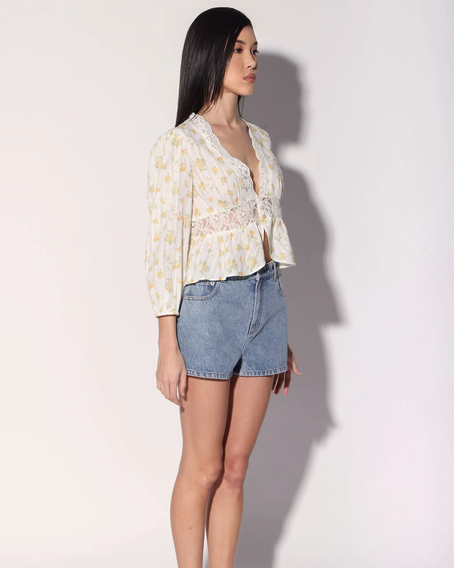Charlene Top, Yellow Bouquet sold by Boston Proper product image thumbnail 3
