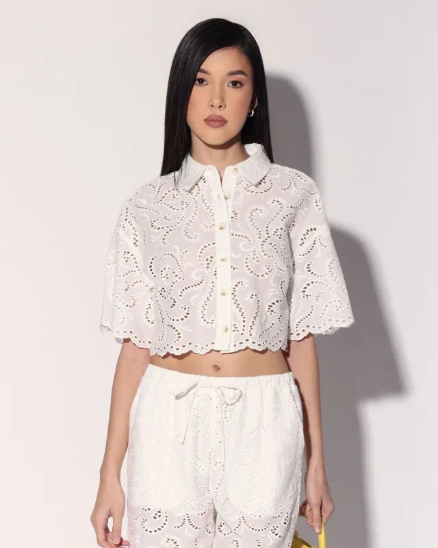 Cindy Top, White Eyelet made by Walter Baker