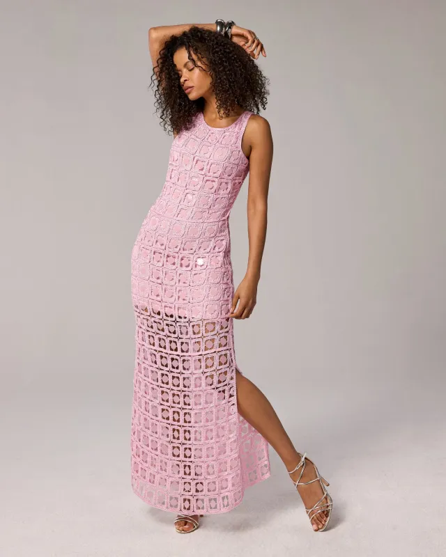 High Neck Crochet Mirror Maxi Dress Ballerina made by Boston Proper