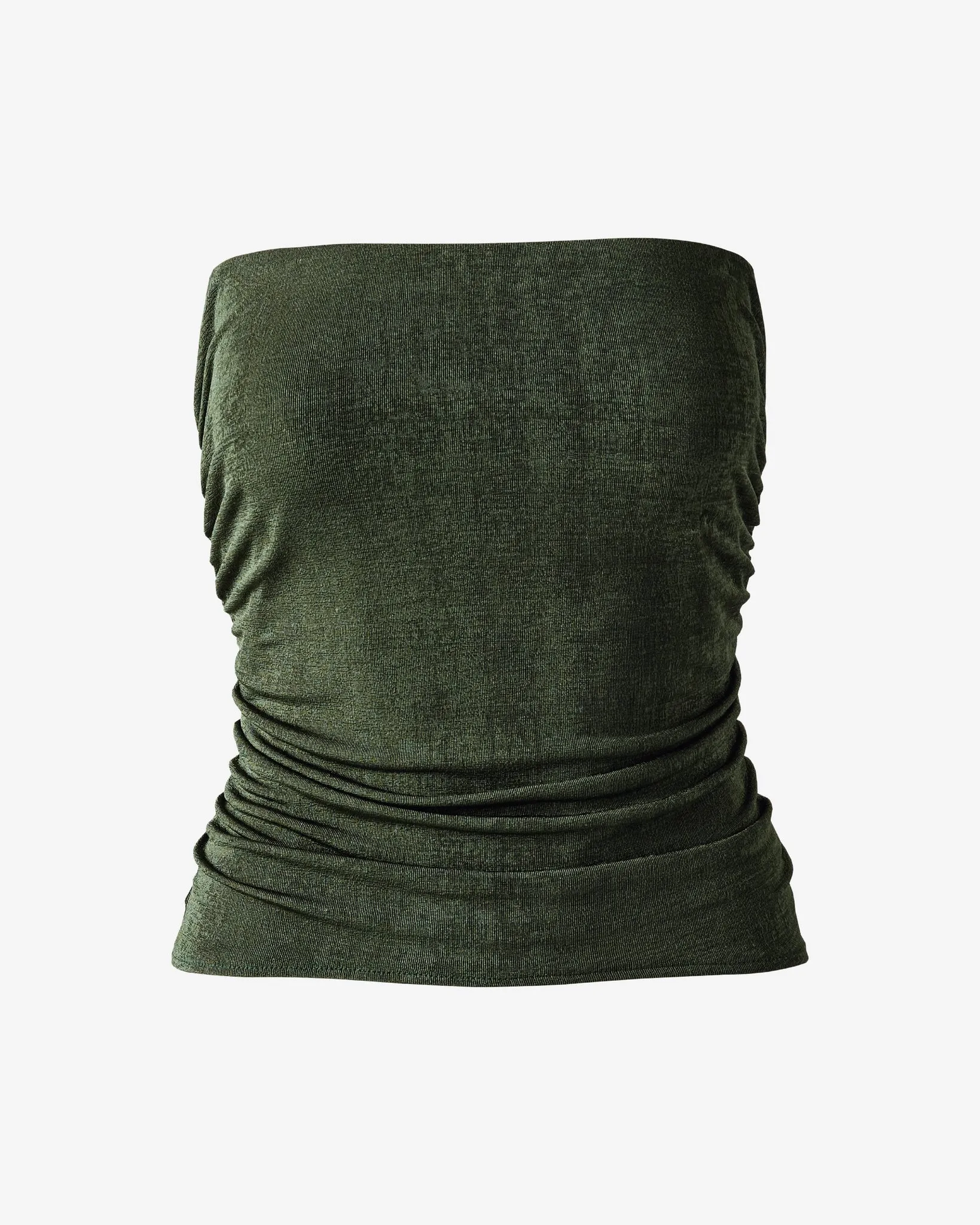 Strapless Ruched Knit Top Olive sold by Boston Proper product image thumbnail 2