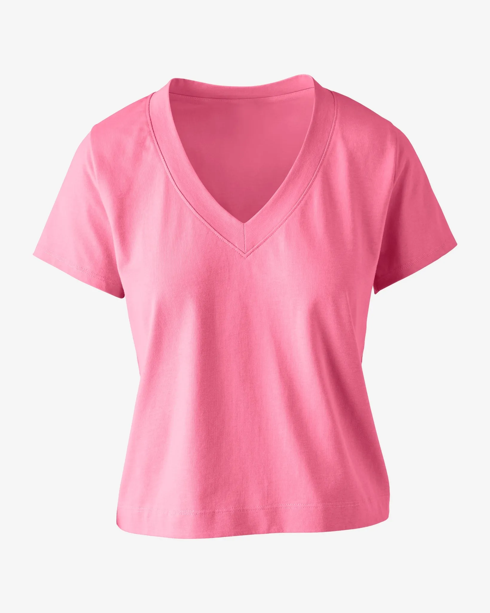 Cotton V Neck Short Sleeve Tee Pink Carnation sold by Boston Proper product image thumbnail 2