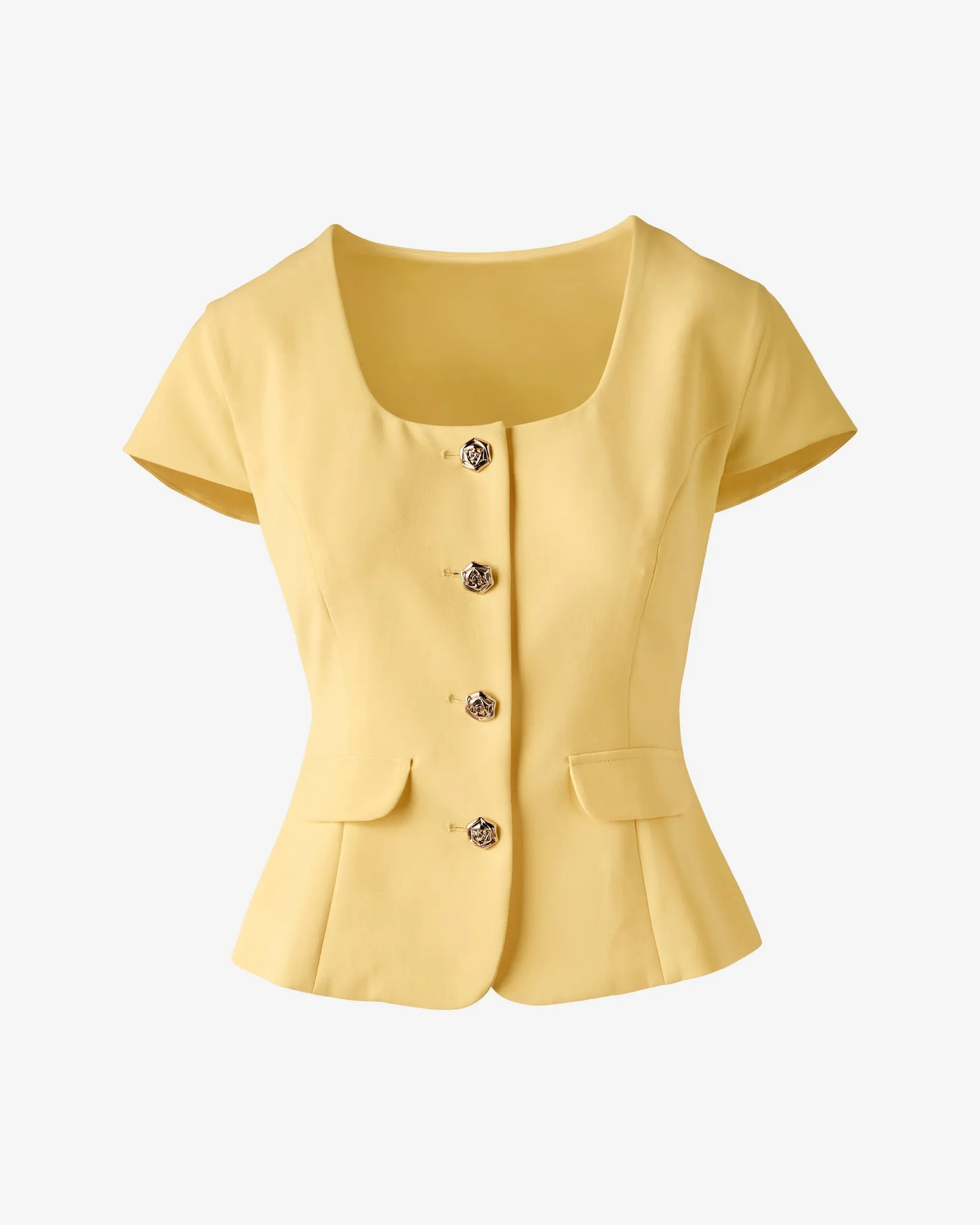 Crepe Cap Sleeve Blazer Pale Banana sold by Boston Proper product image thumbnail 2