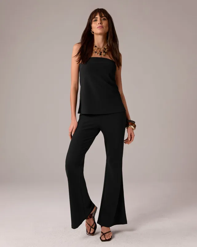 Beyond Travel Contour Flare Pant Jet Black made by Boston Proper