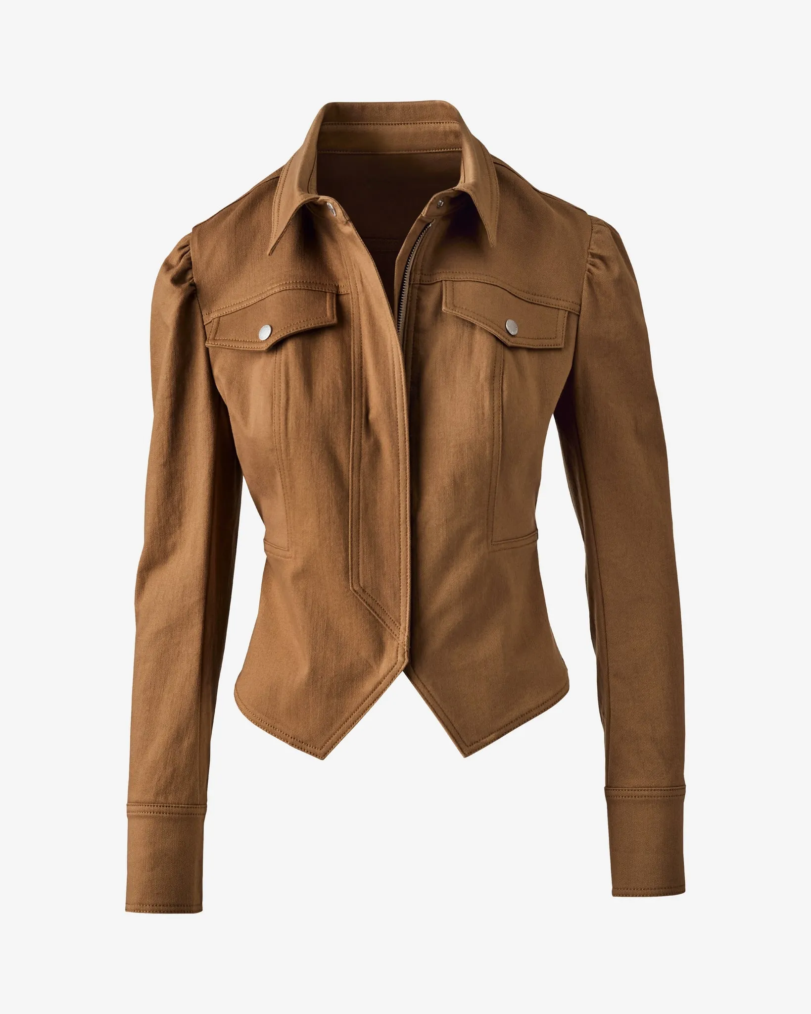 Puff Sleeve Denim Jacket Tobacco Brown sold by Boston Proper product image thumbnail 2