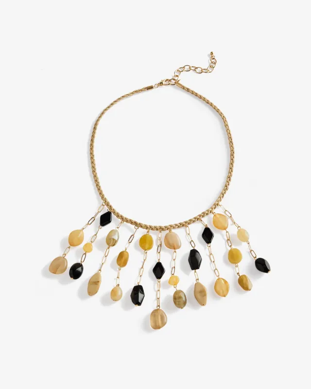 Multi Stone Drop Necklace Black/Tan Multi made by Boston Proper