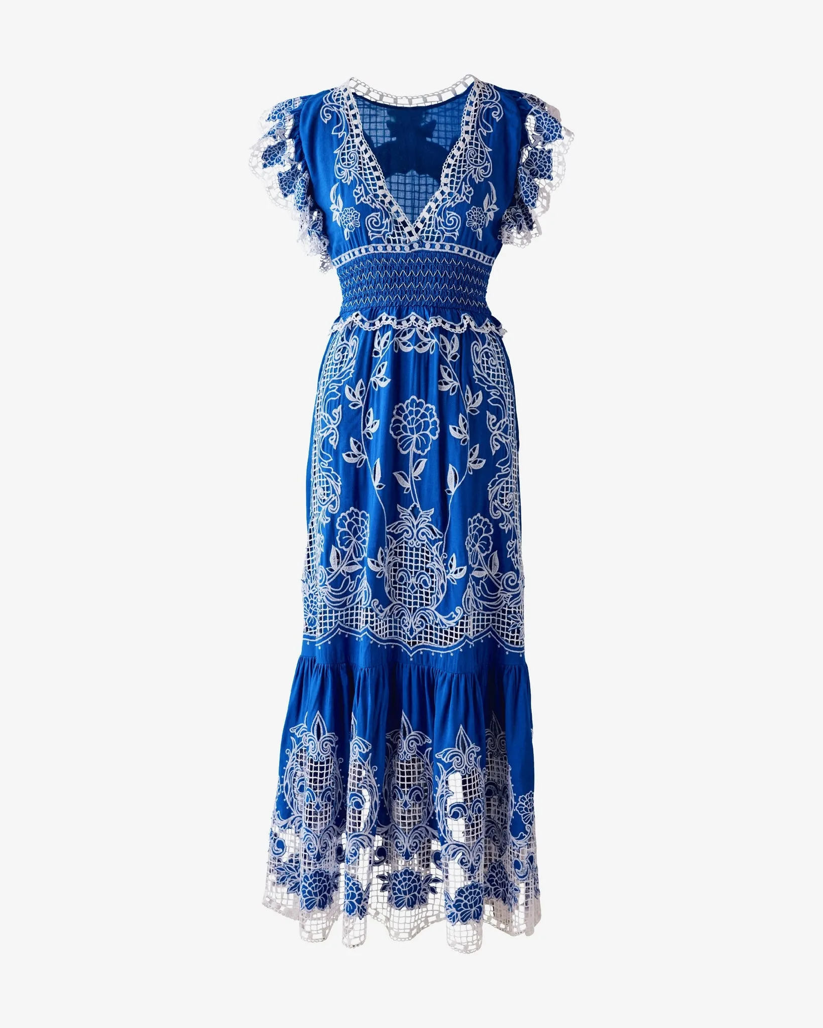 Novelty Embroidered Tiered Maxi Dress Lapis Blue sold by Boston Proper product image thumbnail 2