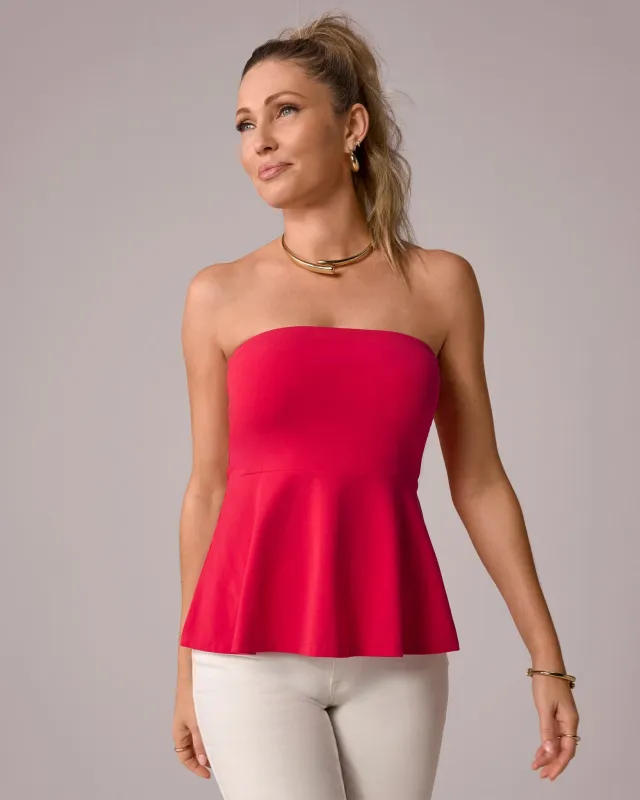 So Sexy Peplum Tube Top Tomato Red made by Boston Proper