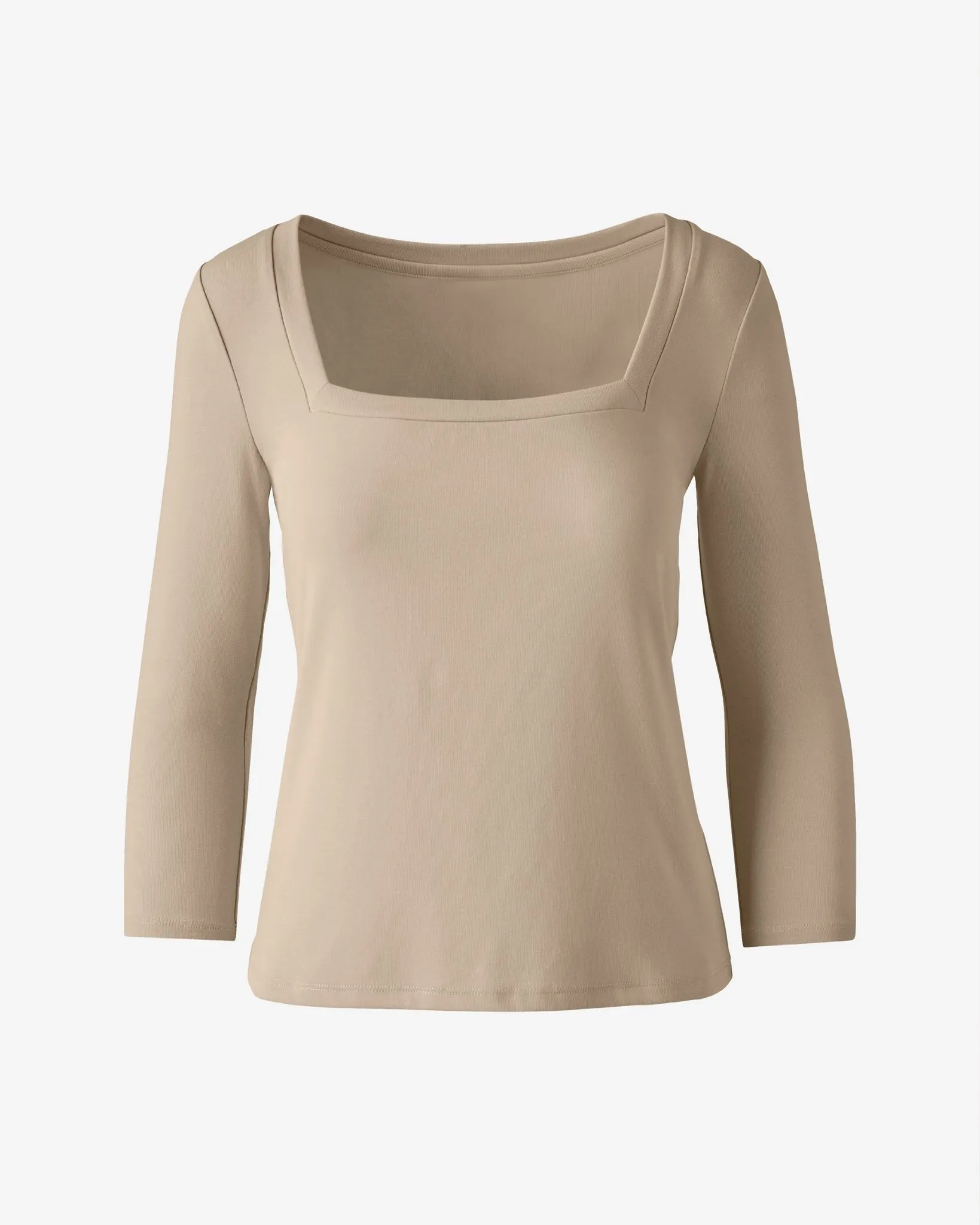 Square Neck Cotton Three Quarter Length Sleeve Top Smoke Gray sold by Boston Proper product image thumbnail 2