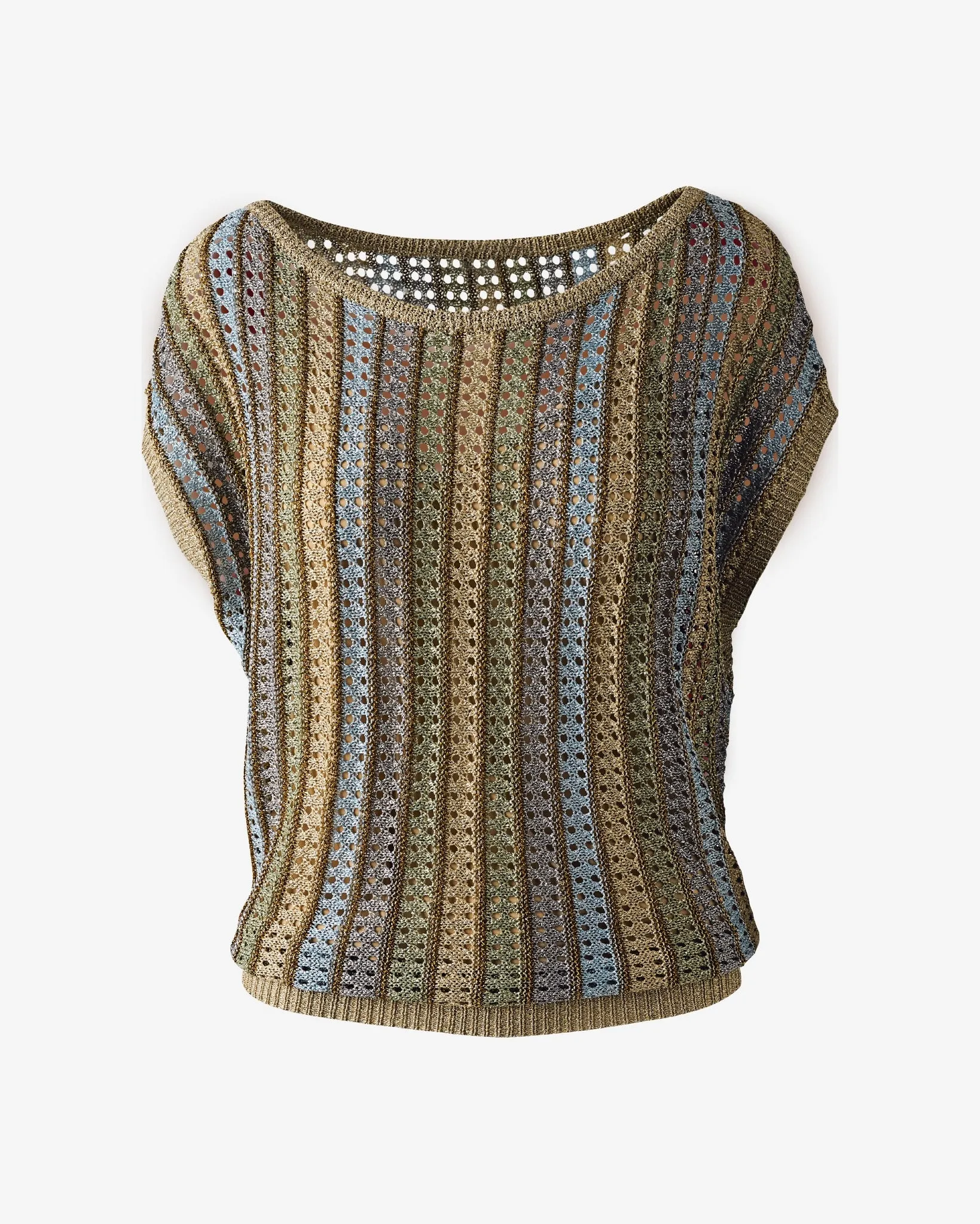 Striped Crochet Boatneck Sweater Top Multi sold by Boston Proper product image thumbnail 2