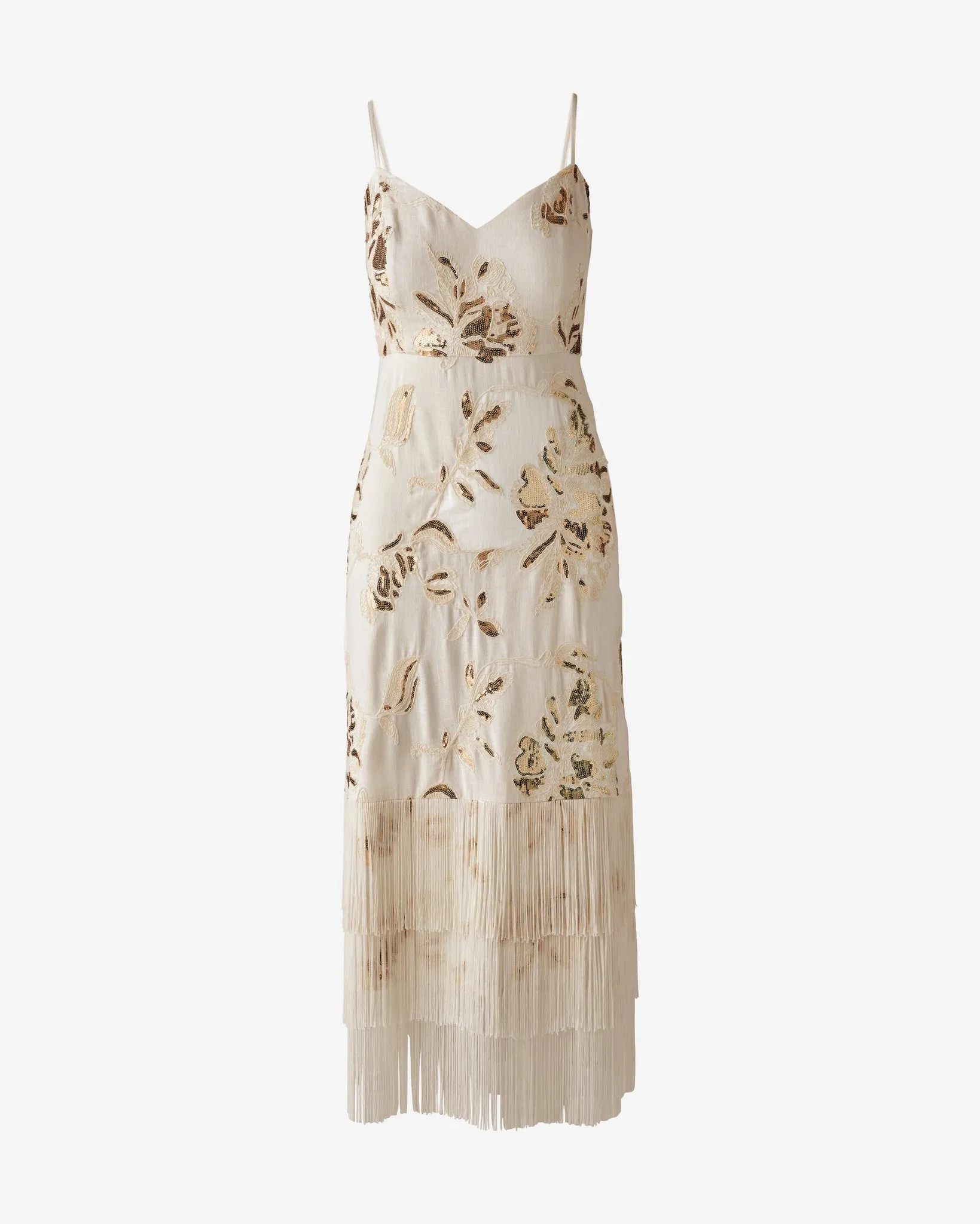 Sequin Embellished Midi with Fringe White/Gold sold by Boston Proper product image thumbnail 2