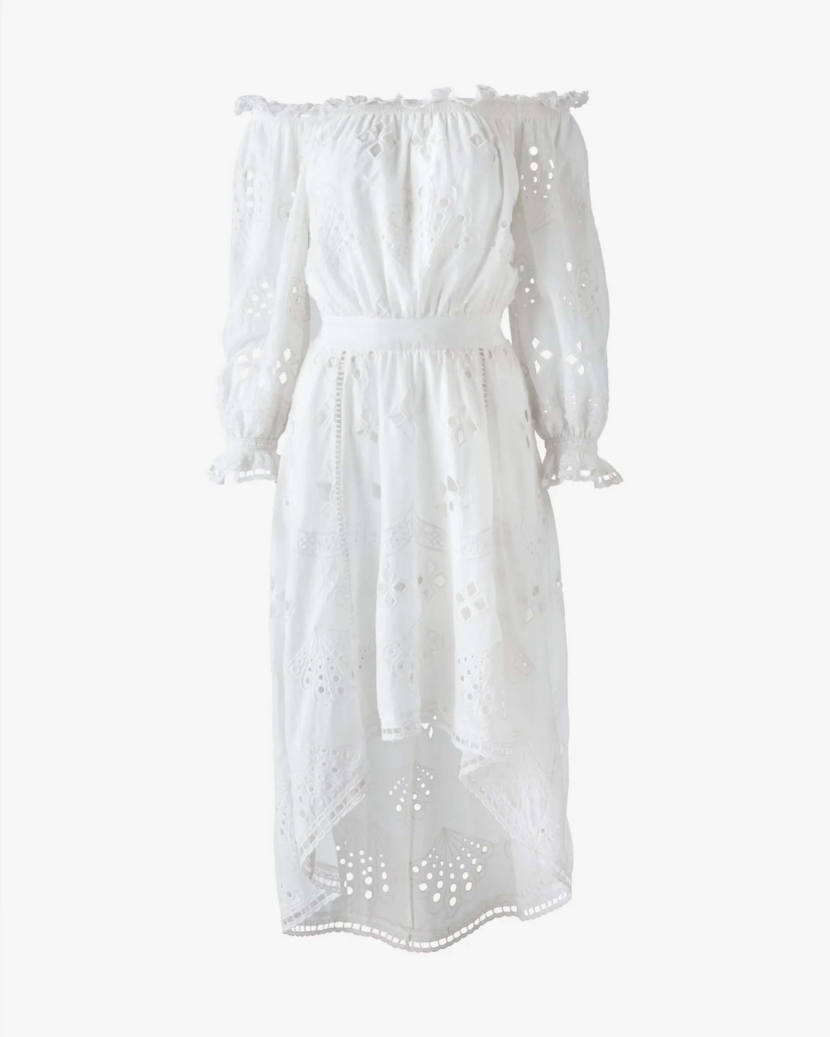 Off The Shoulder Eyelet High Low Dress Pure White sold by Boston Proper product image thumbnail 2