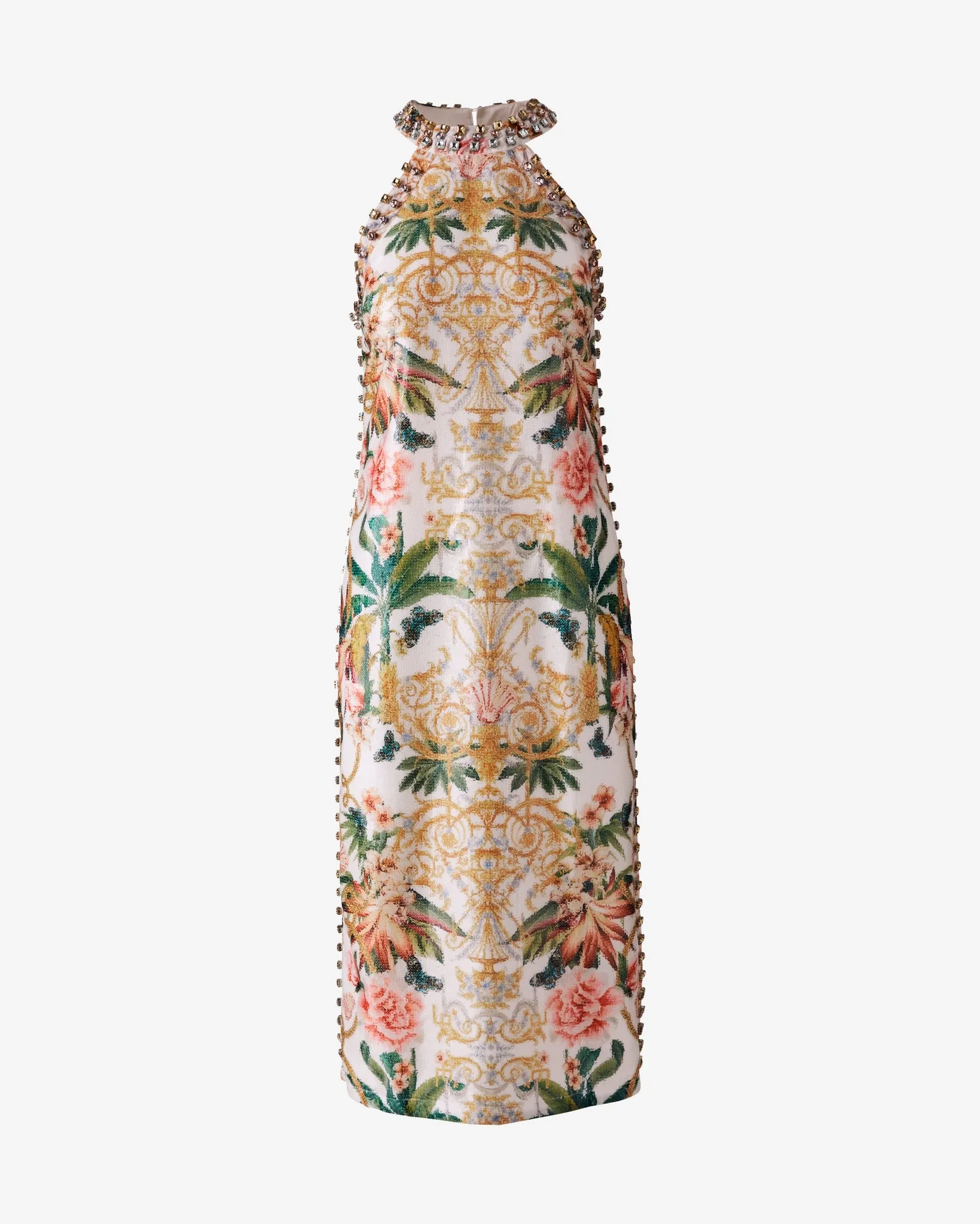 High Neck Printed Gem & Sequin Sheath Dress Vacation at the Lotus sold by Boston Proper product image thumbnail 2