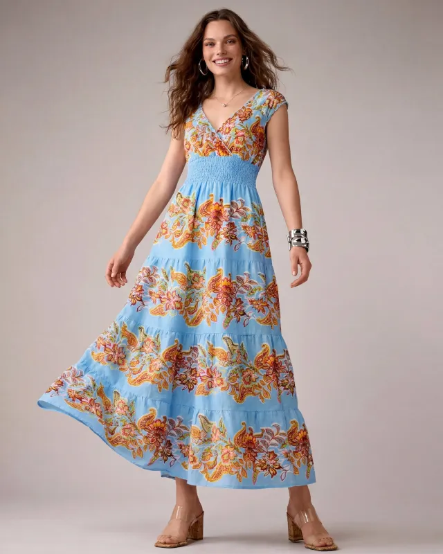 Peasant Maxi Dress Americana Paisley made by Boston Proper