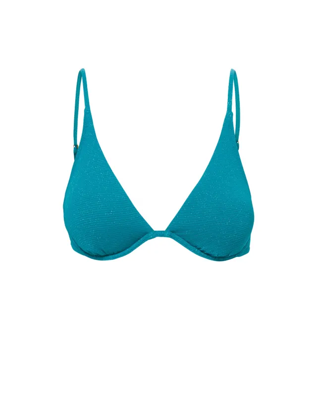 Leah Top In Jungle Green Metallic Pique made by Change of Scenery