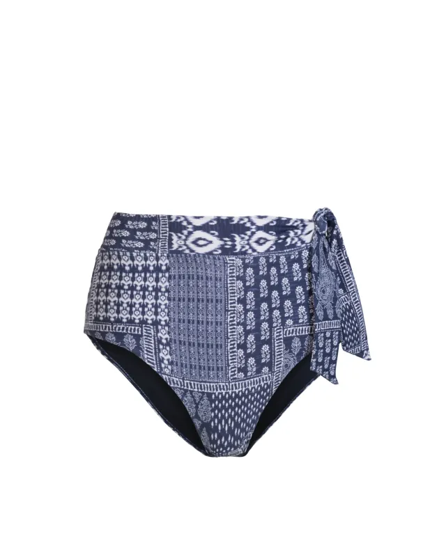 Side Tie High Waist Bottom In Tivara Patchwork made by Change of Scenery