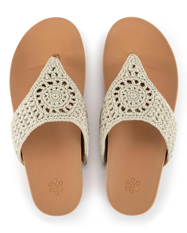 Everly Sandal - Hand Crochet - Natural Medallion made by The Sak