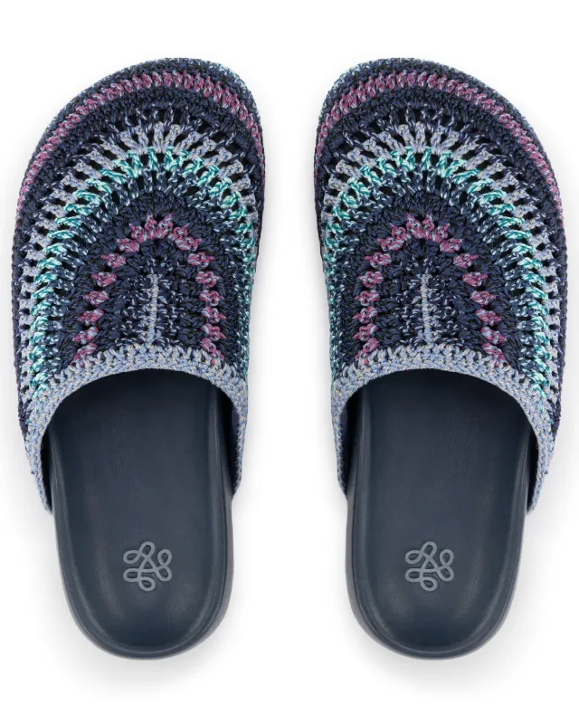 Bolinas Clog - Hand Crochet - Lapis Stripe made by The Sak