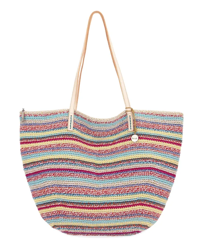 Faye Large Tote - Hand Crochet - Eden Stripe made by The Sak