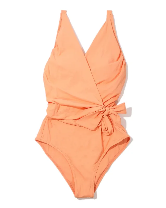 Wide Strap Wrap One Piece Swimsuit Florence Orange made by Hanky Panky