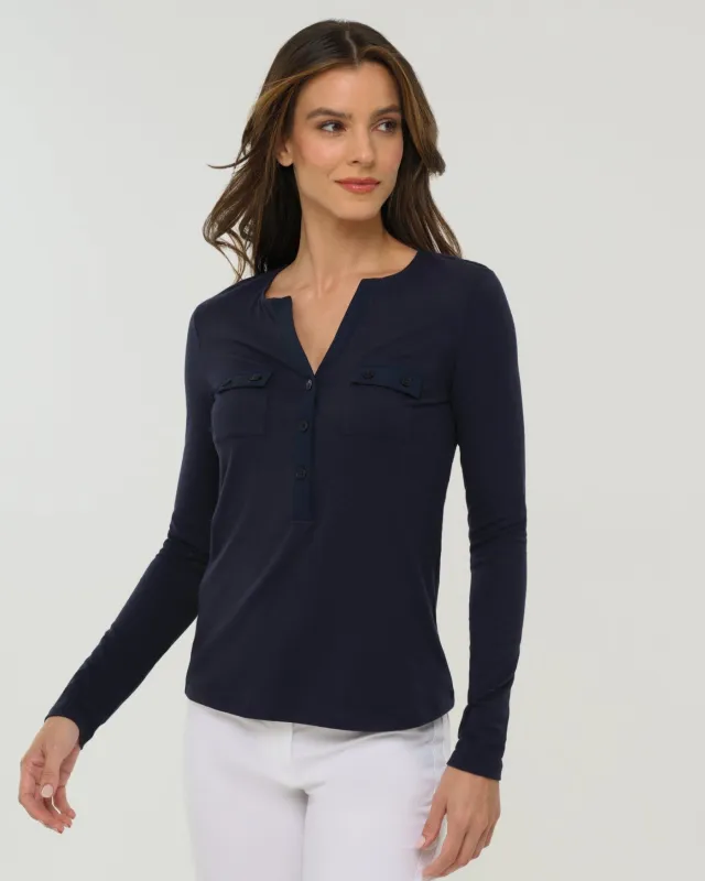 Calista Roll up Henley Top made by Anatomie