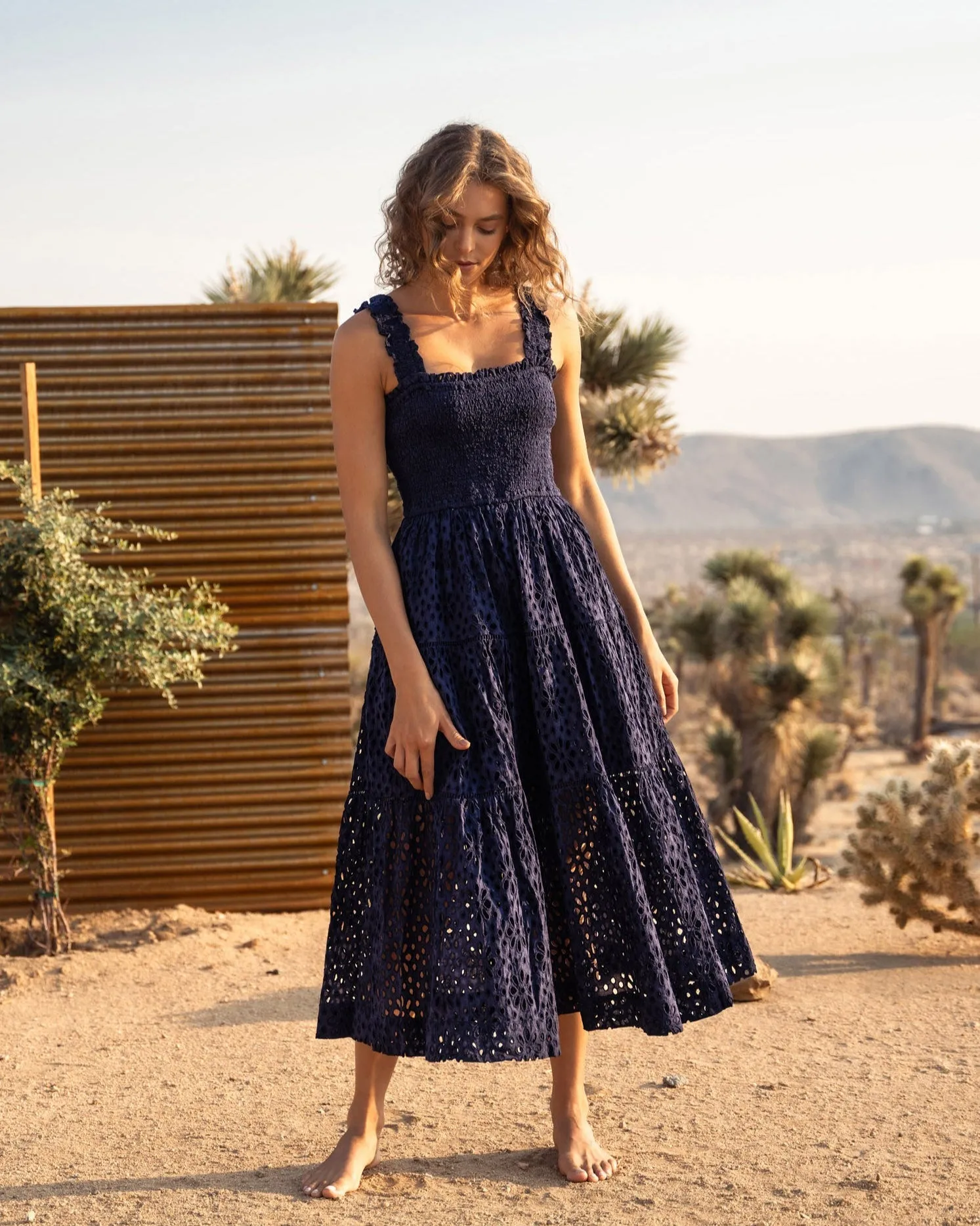 Kristen Dress Navy Seaside Eyelet sold by Boston Proper product image thumbnail 4