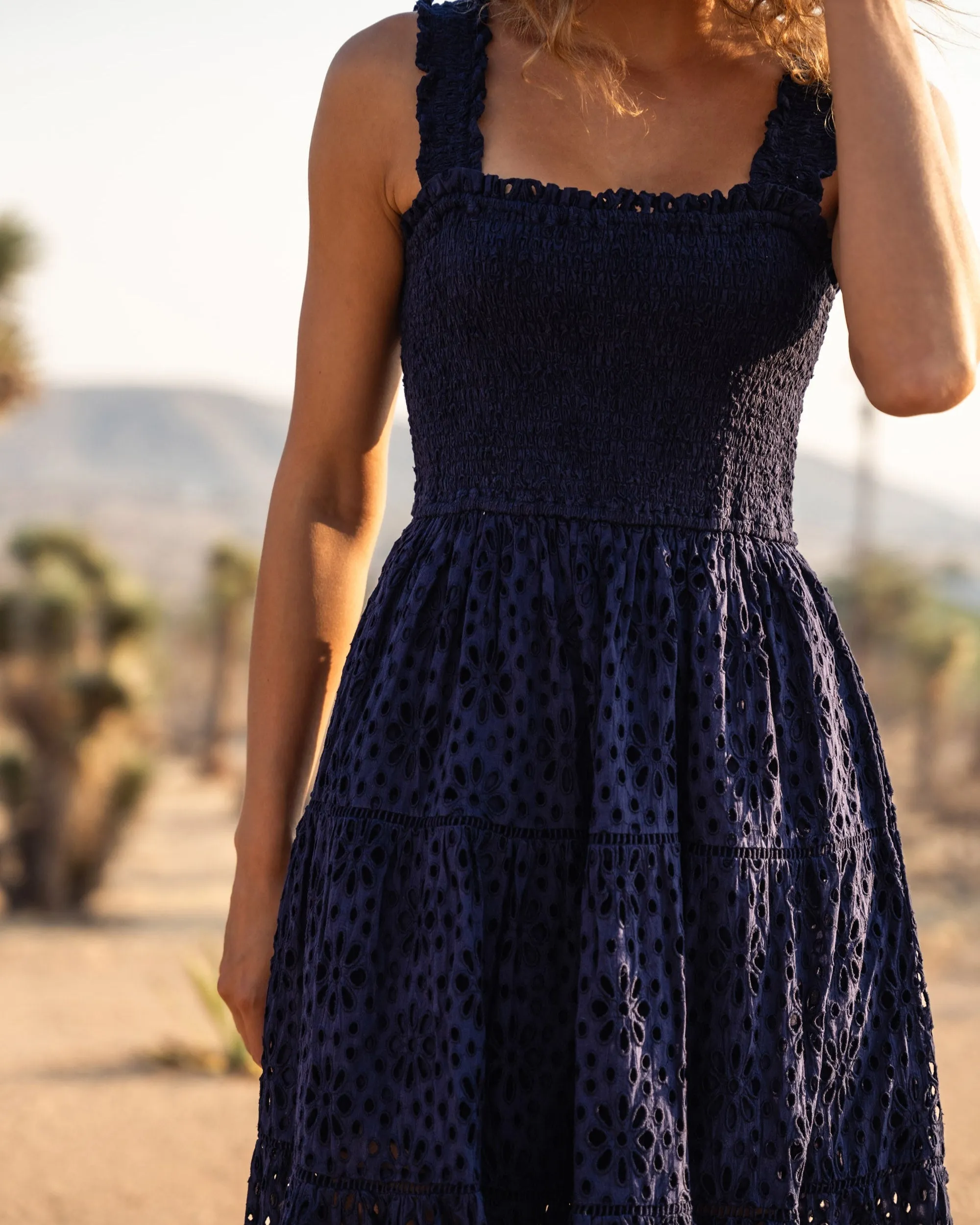 Kristen Dress Navy Seaside Eyelet sold by Boston Proper product image thumbnail 3