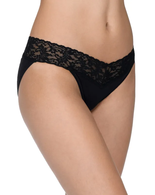 Supima® Cotton V-kini Black made by Hanky Panky