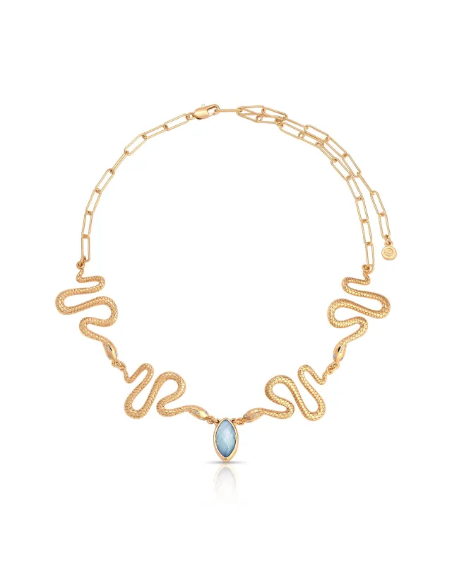 Mother of Pearl Serpentina Snake Choker made by ettika