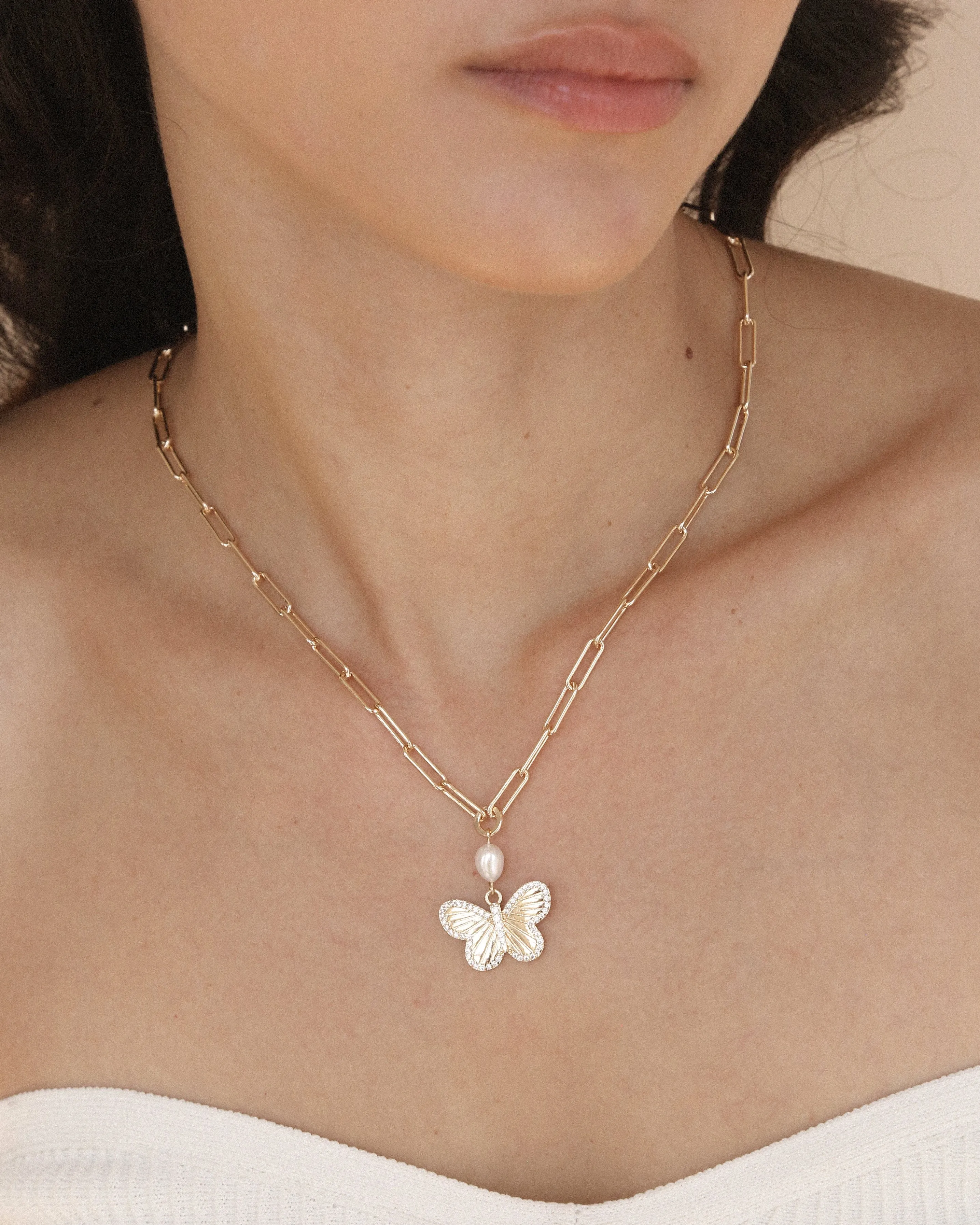 Butterfly Pearl Chain Necklace sold by Boston Proper product image thumbnail 2