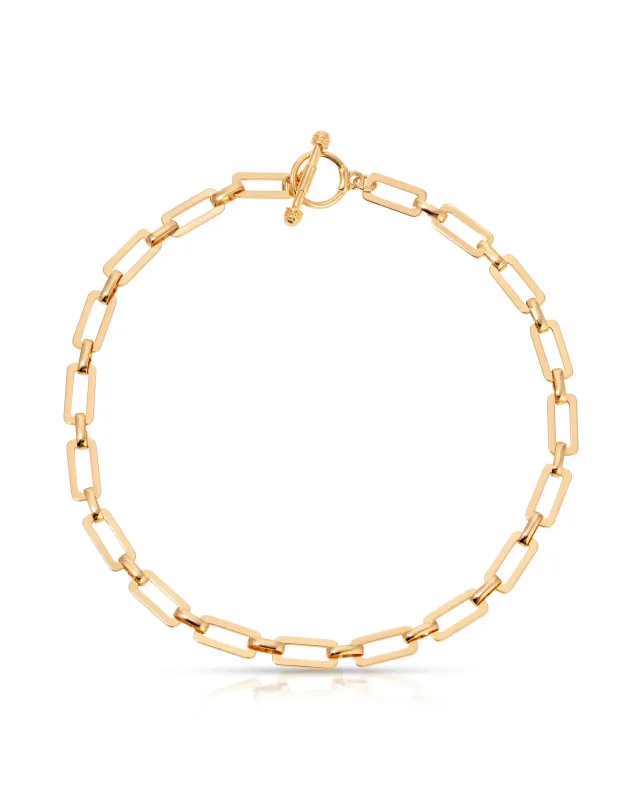 Golden Flat Rectangle Chain Necklace made by ettika