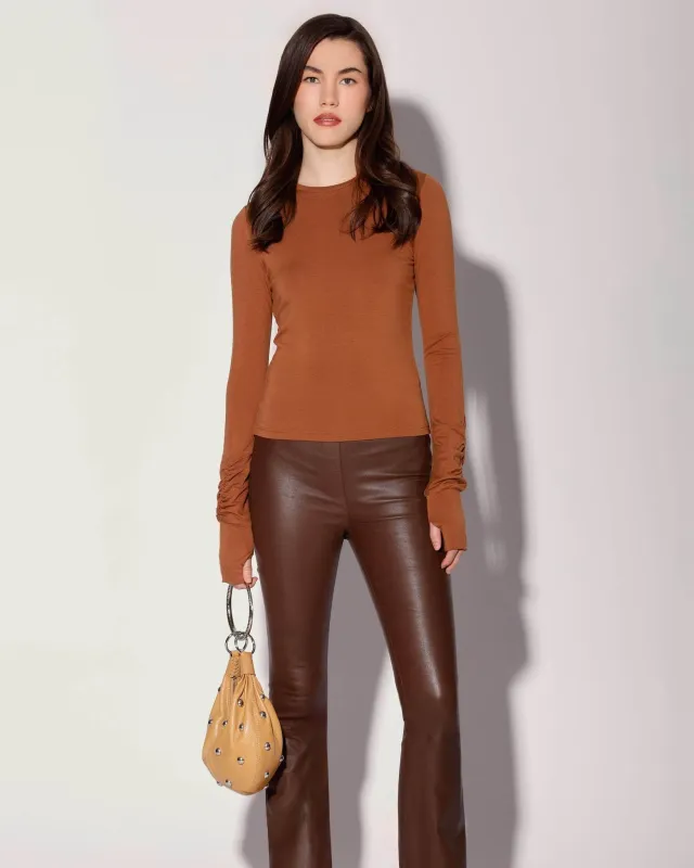 Lexie Pant, Walnut - Stretch Leather made by Walter Baker