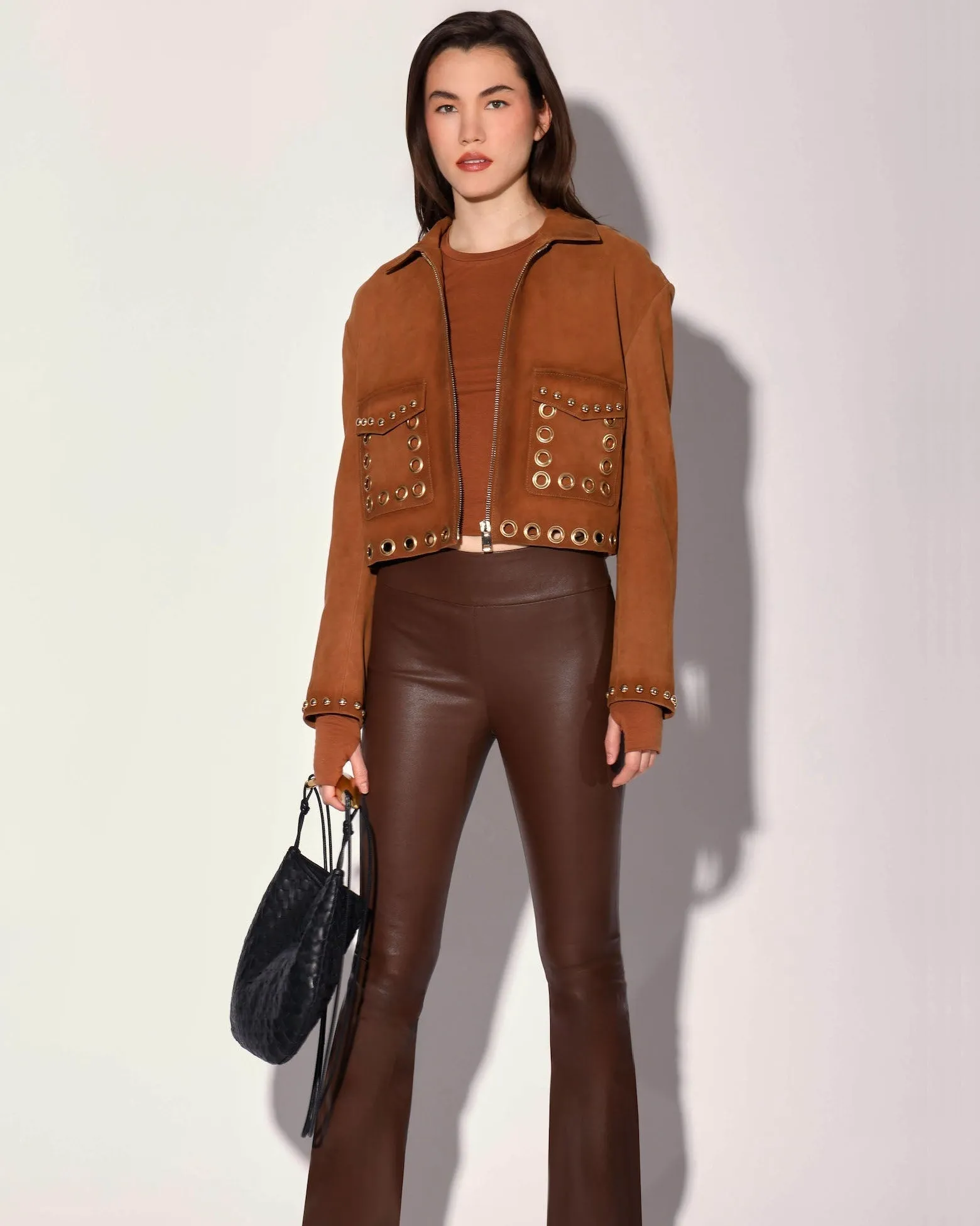 Lexie Pant, Walnut - Stretch Leather sold by Boston Proper product image thumbnail 2