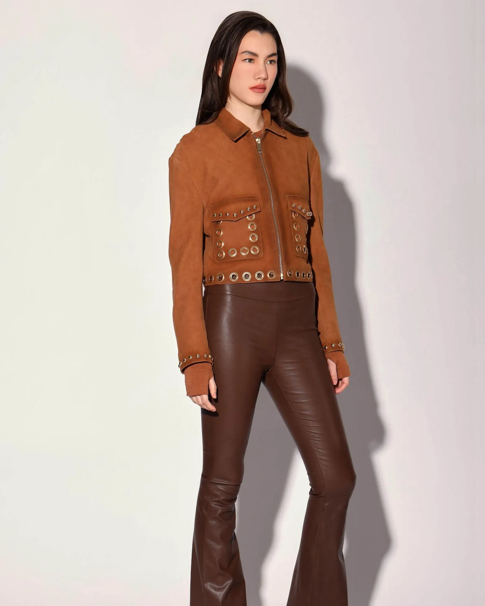 Lexie Pant, Walnut - Stretch Leather sold by Boston Proper product image thumbnail 3