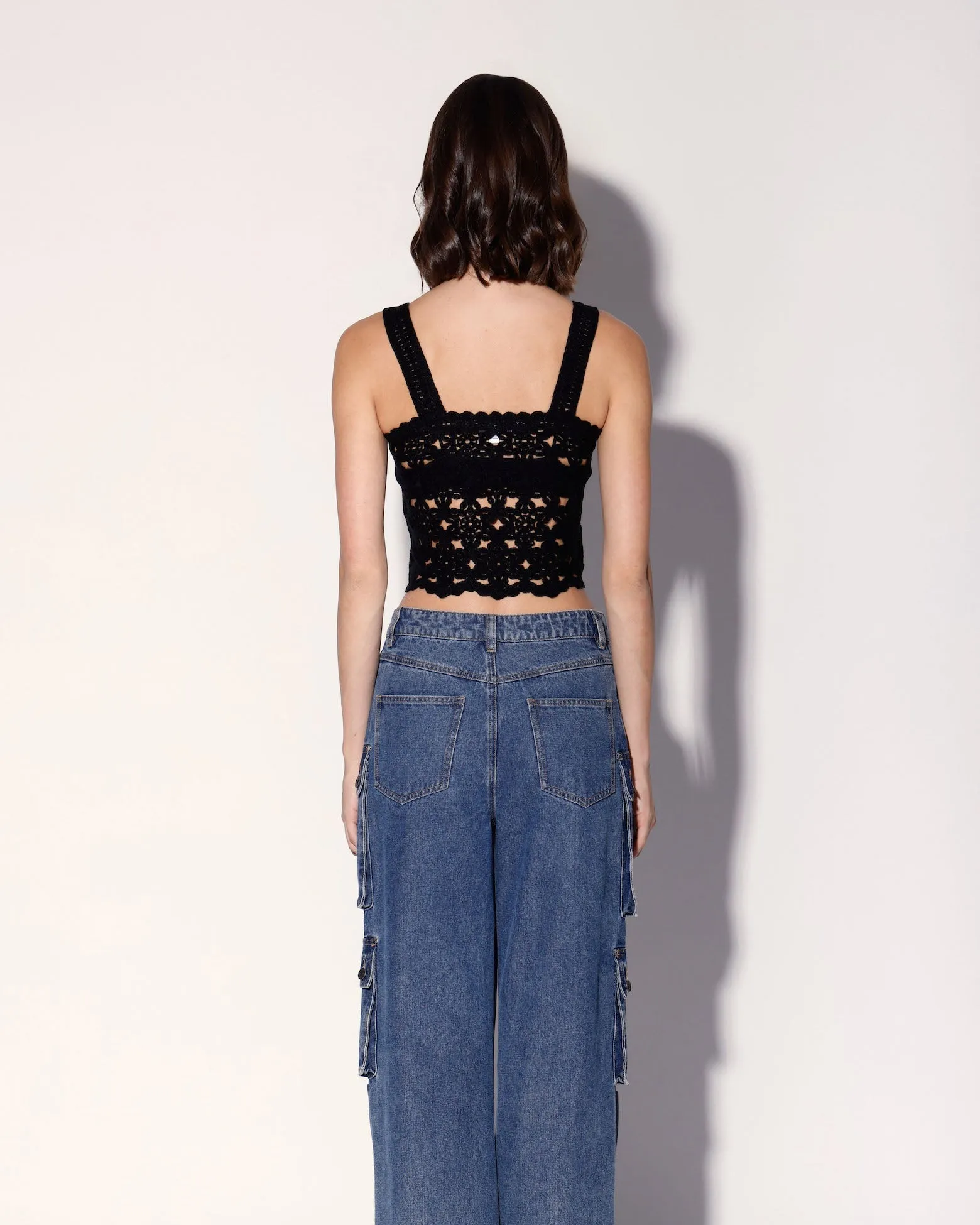 Beverly Tank Top, Dot Crochet Black sold by Boston Proper product image thumbnail 4