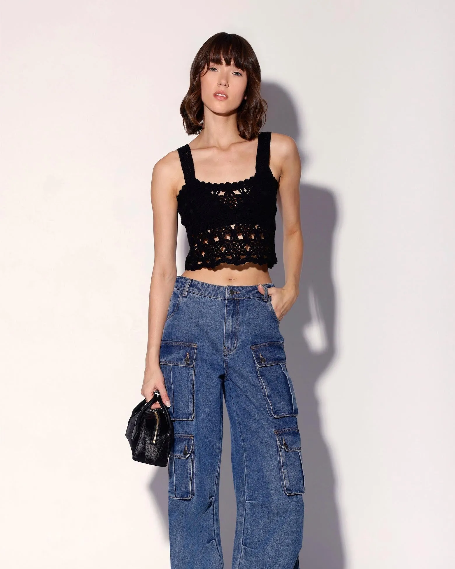 Beverly Tank Top, Dot Crochet Black sold by Boston Proper product image thumbnail 2