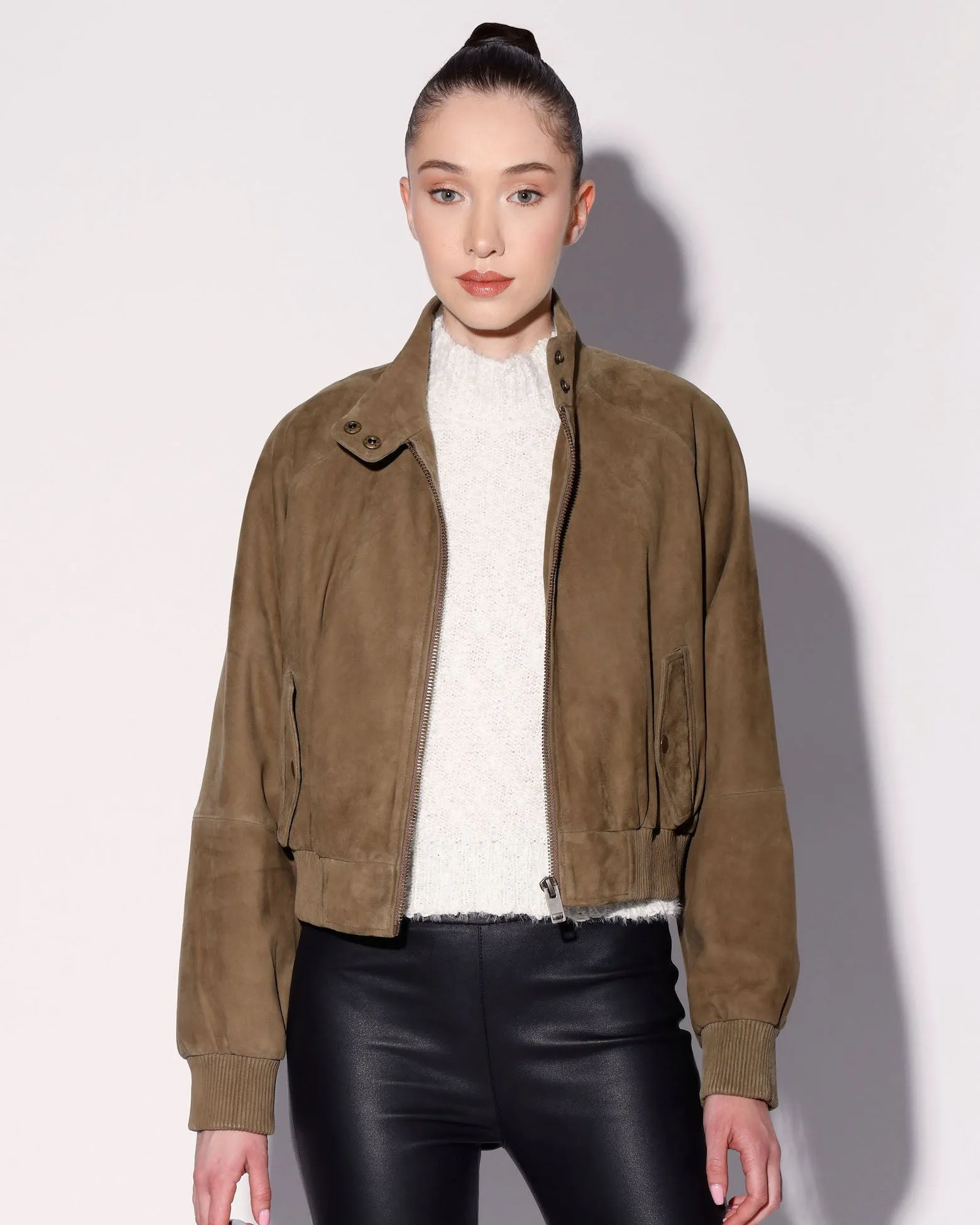 Bowie Jacket, Cypress Suede - Leather sold by Boston Proper