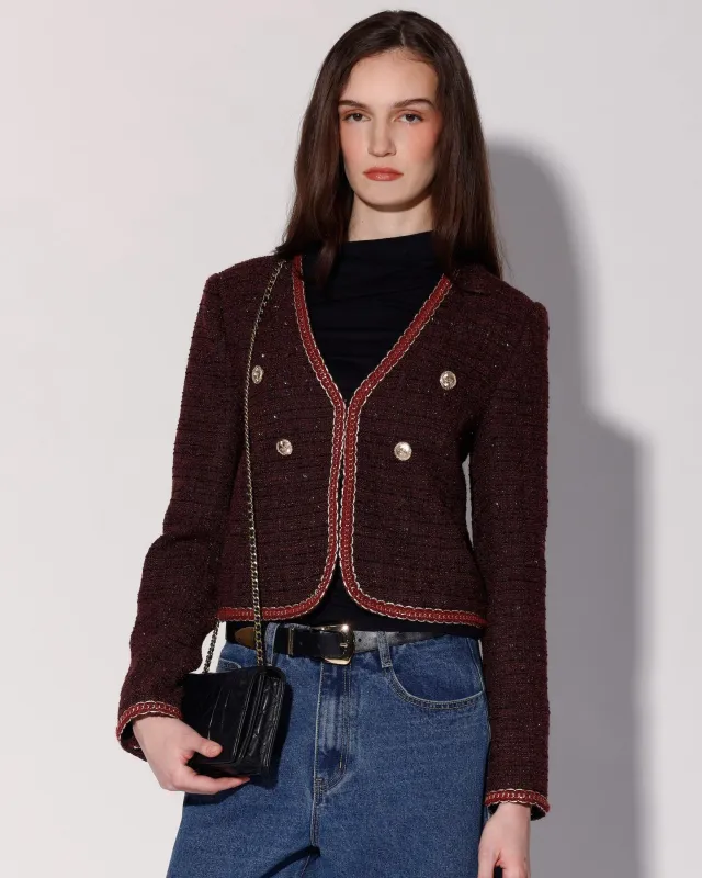 Elodie Jacket, Bordeaux Tweed made by Walter Baker