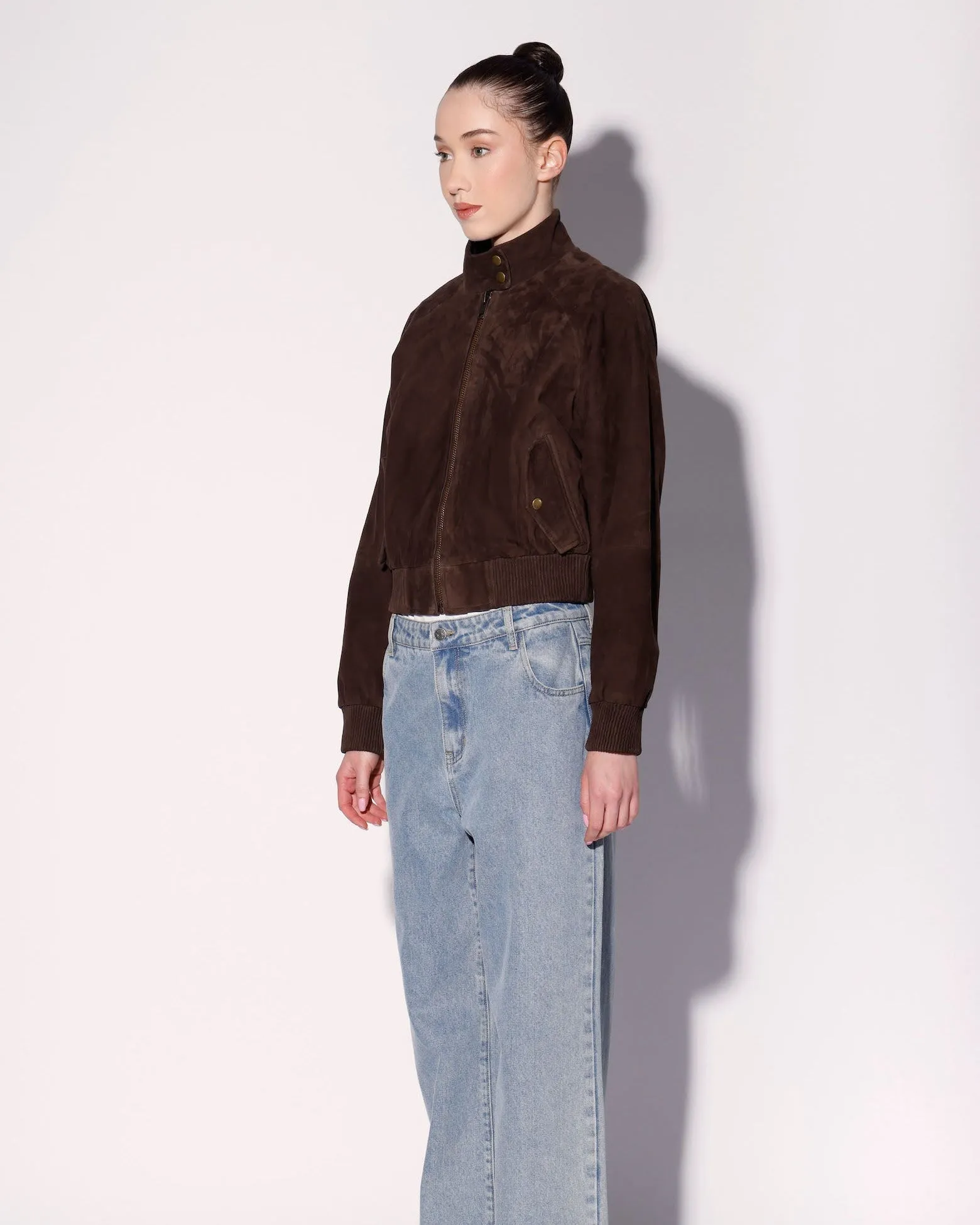 Bowie Jacket, Mocha Suede - Leather sold by Boston Proper product image thumbnail 3