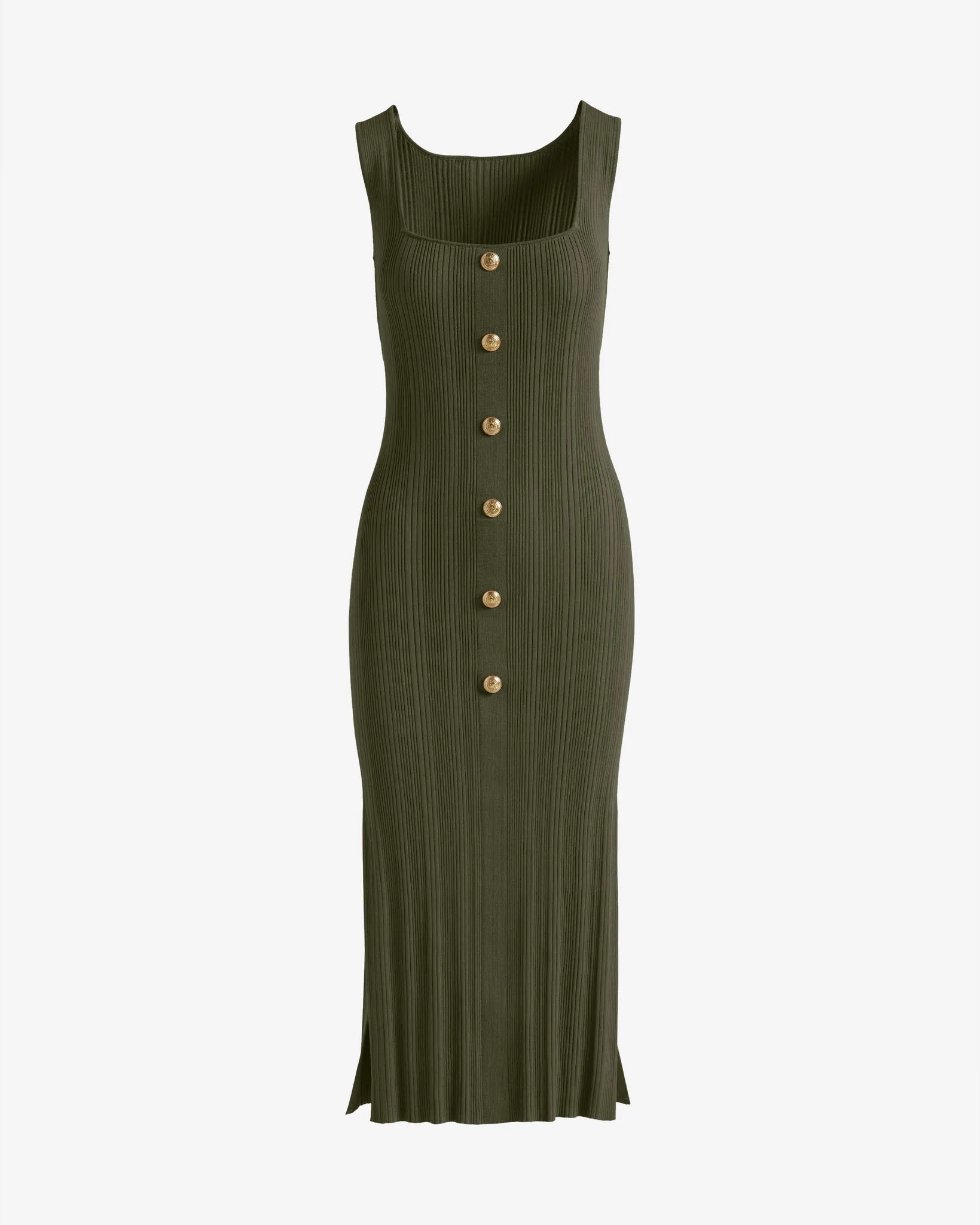 Crested Button Sweater Dress Olive Night sold by Boston Proper product image thumbnail 2