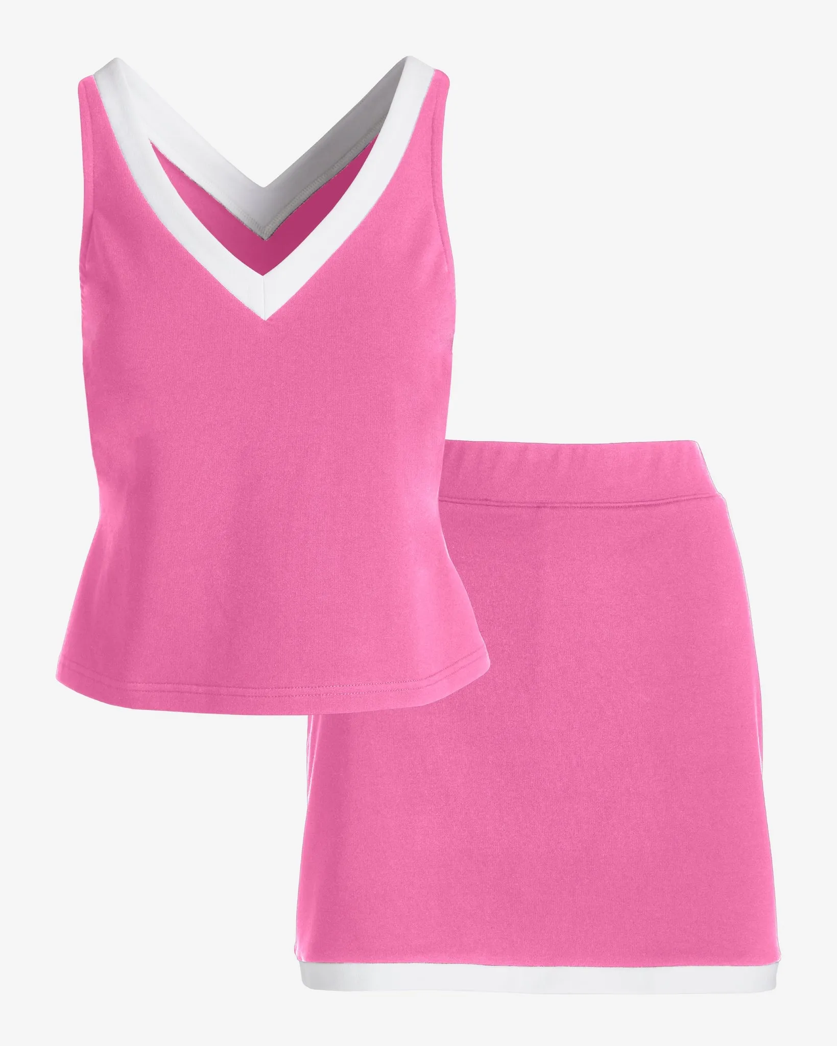 French Terry Color-Block Skort Set Pink Carnation/White sold by Boston Proper product image thumbnail 2