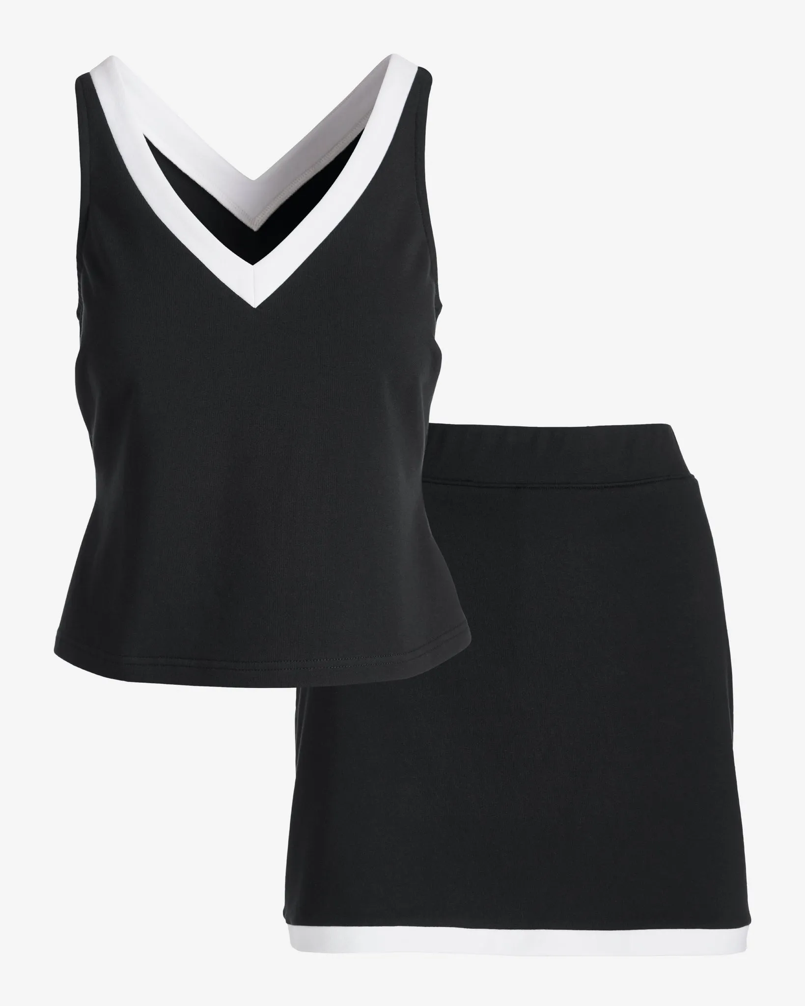 French Terry Color-Block Skort Set Black/White sold by Boston Proper product image thumbnail 2