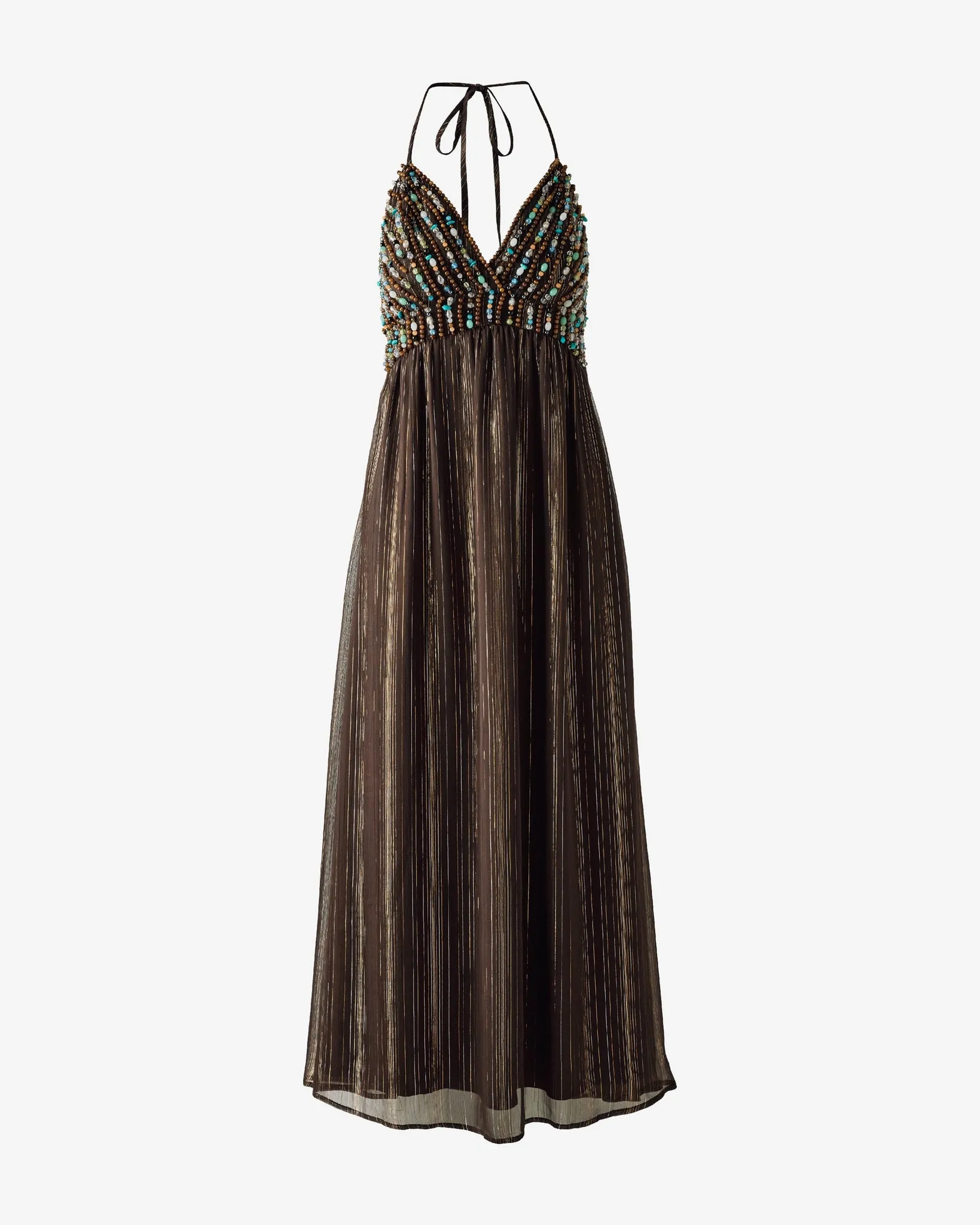 Beaded Halter Maxi Dress Safari Brown sold by Boston Proper product image thumbnail 2
