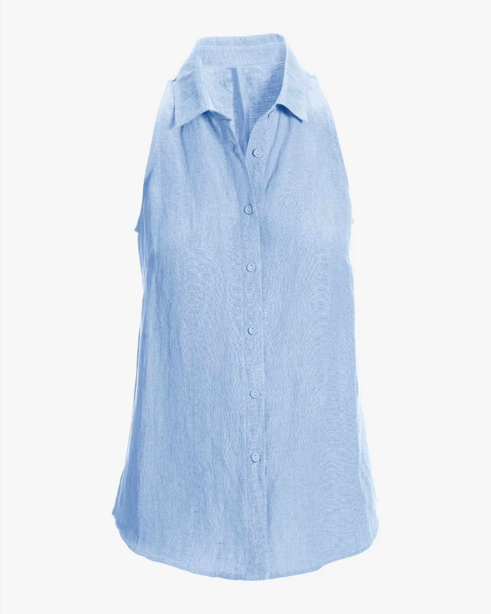 Sleeveless Button-Front Linen Shirt Blue Bell sold by Boston Proper product image thumbnail 2